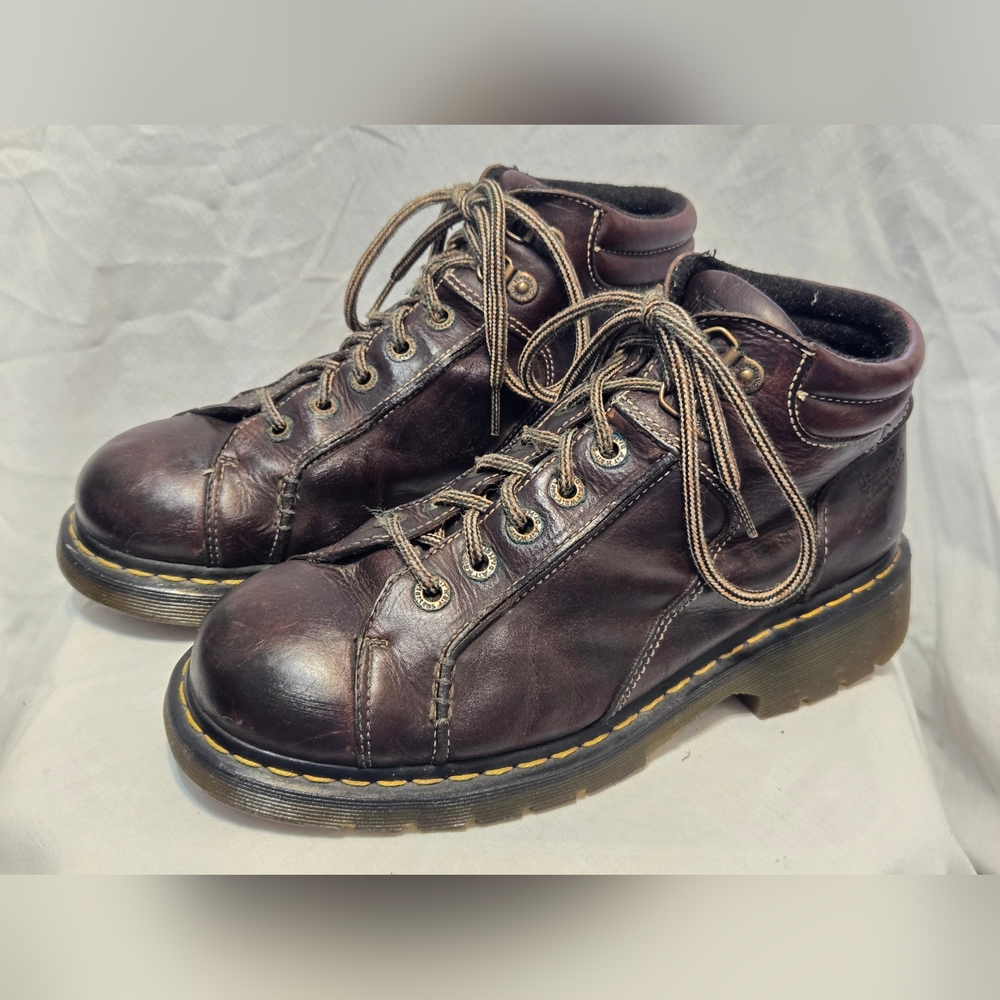 Dr.Martens Boots Womens 11 Mens 10Leather Lace Up Big Stitch Chunky Vintage 8A54 - Picture 2 of 10